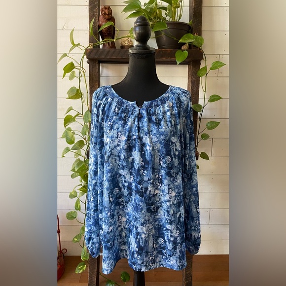 CJ. Banks: Blue Boho Peasant Style Blouse - Picture 4 of 16